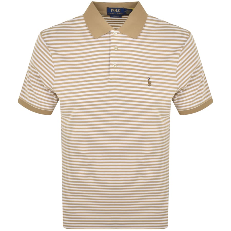 Ralph Lauren Striped Polo T Shirt Beige Mainline Menswear
